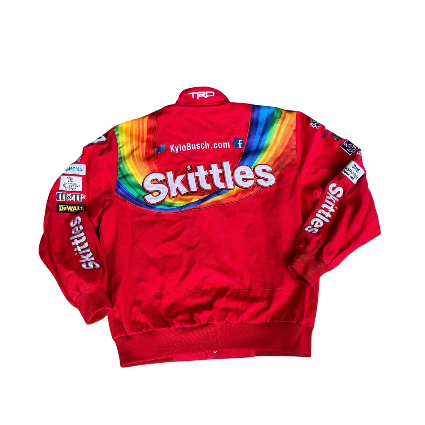Skittles Nascar Racing Jacket Red Mens Medium JH Design Kyle Busch