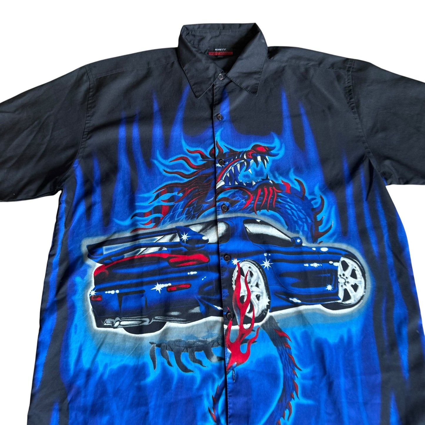 Vintage y2k Japanese Car Tokyo Drift AOP Button Up Mens XL
