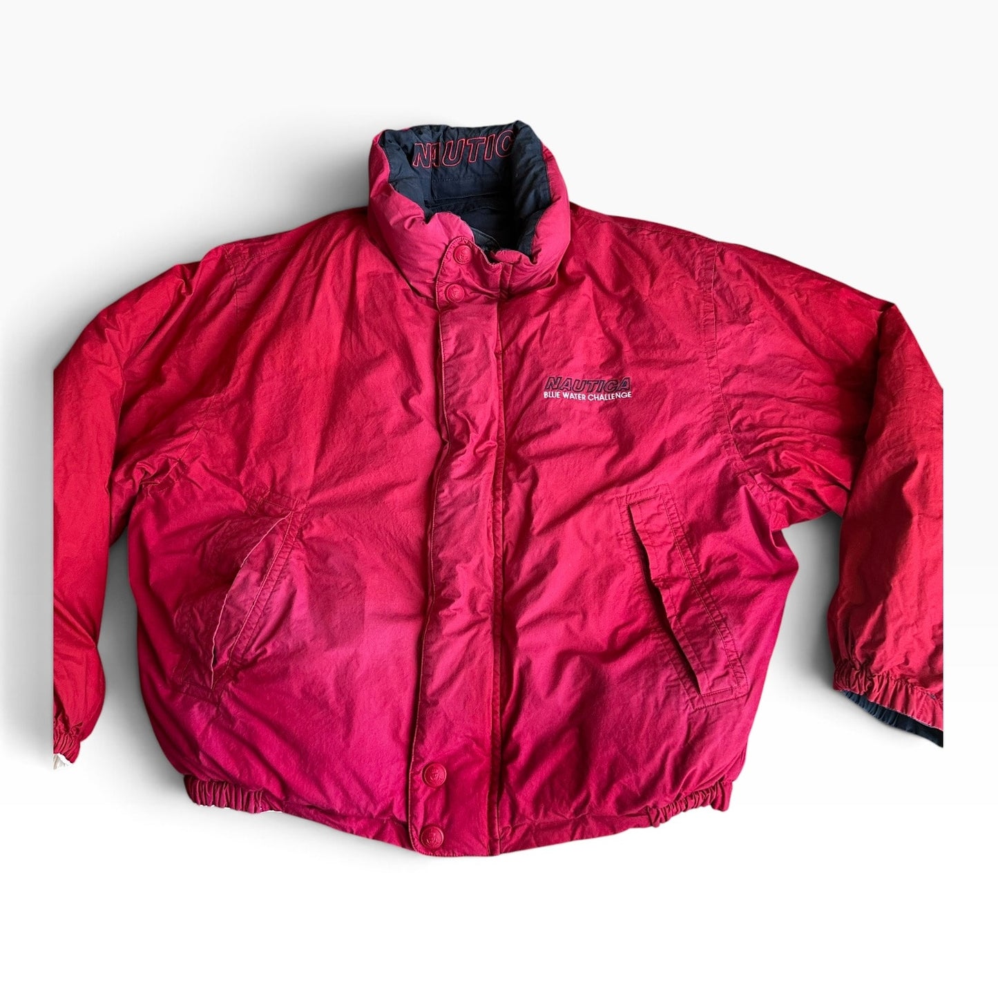 Vintage 90s Nautica Bomber Coat Jacket Mens Reversible Large
