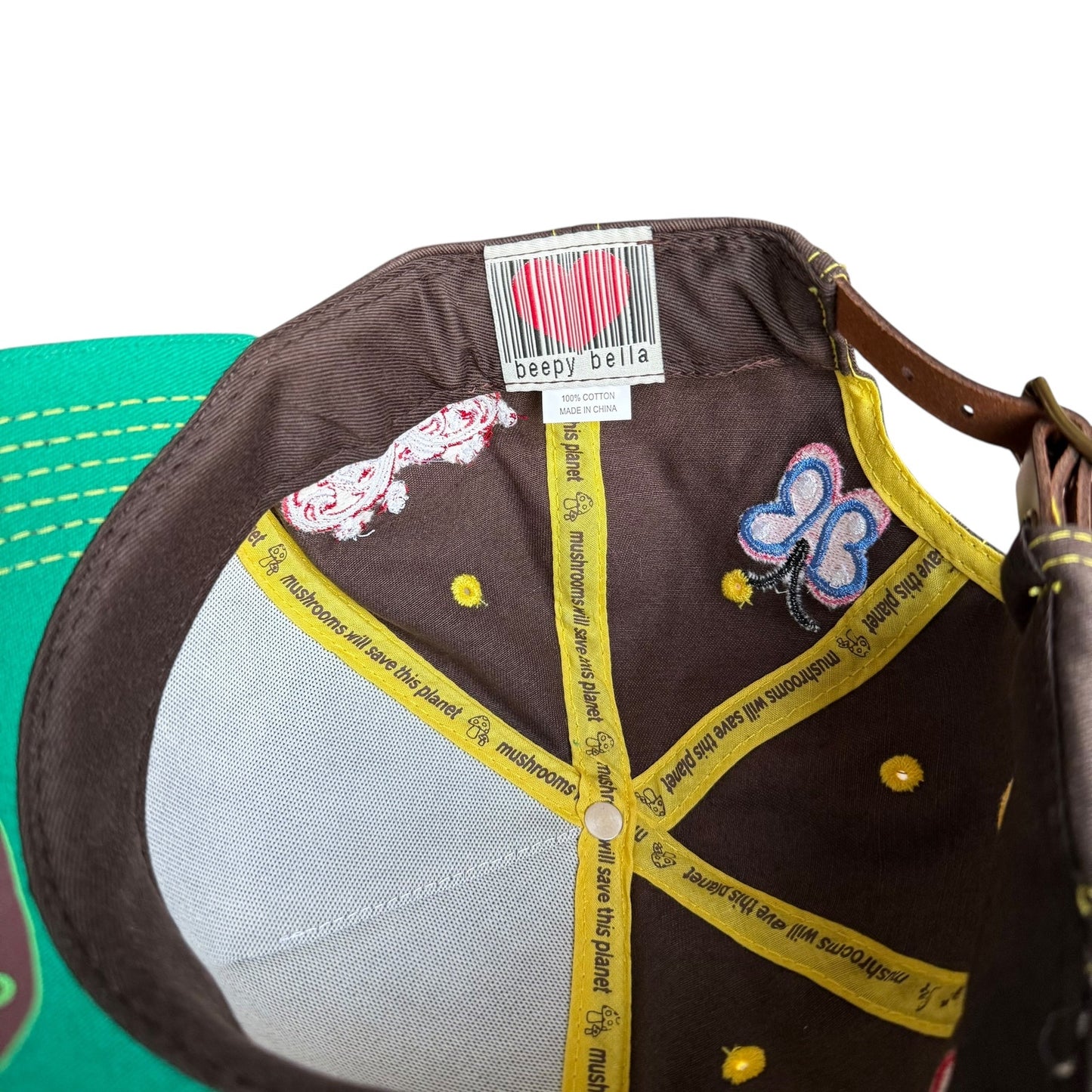 Beepy Bella Fun Guy Trucker Hat Embroidery Adjustable Mushroom