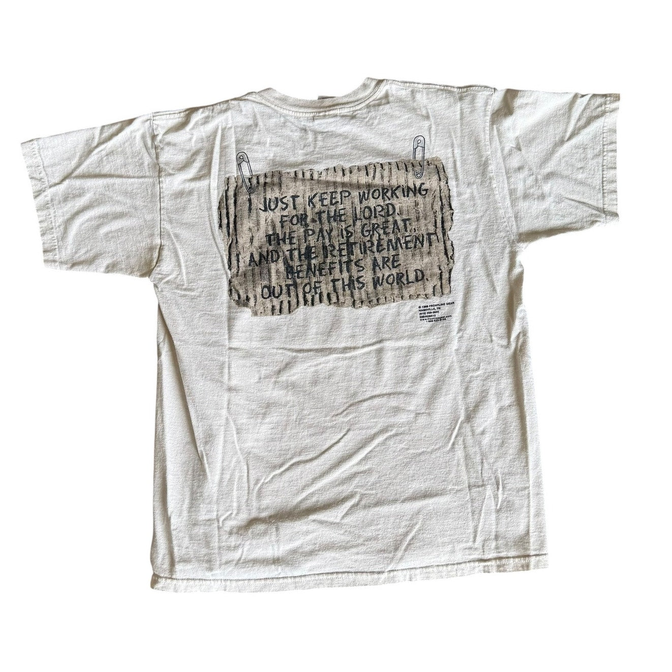 Will Work For God Vintage 90s 1998 Tee Shirt Mens Large