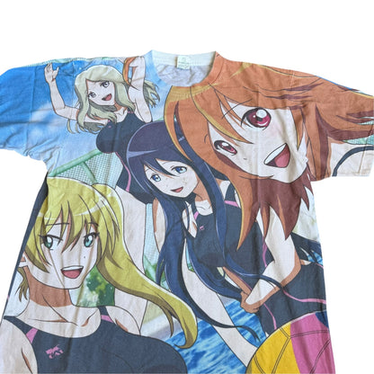 Anime Girls All Over Print Vintage Tee Shirt Mens Medium