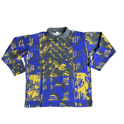 Vintage 90s Geometric Pattern LongSleeve Shirt Mens XL