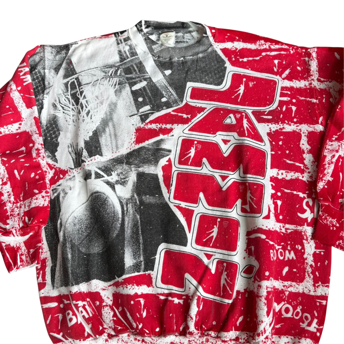 Vintage Basketball Jammin Crewneck Sweater AOP Mens XL