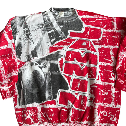 Vintage Basketball Jammin Crewneck Sweater AOP Mens XL