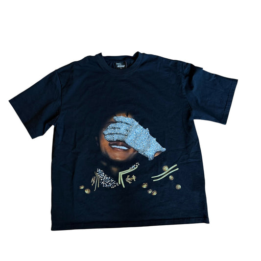 Michael Jackson Bedazzled Glove Face Tee Shirt Mens Large