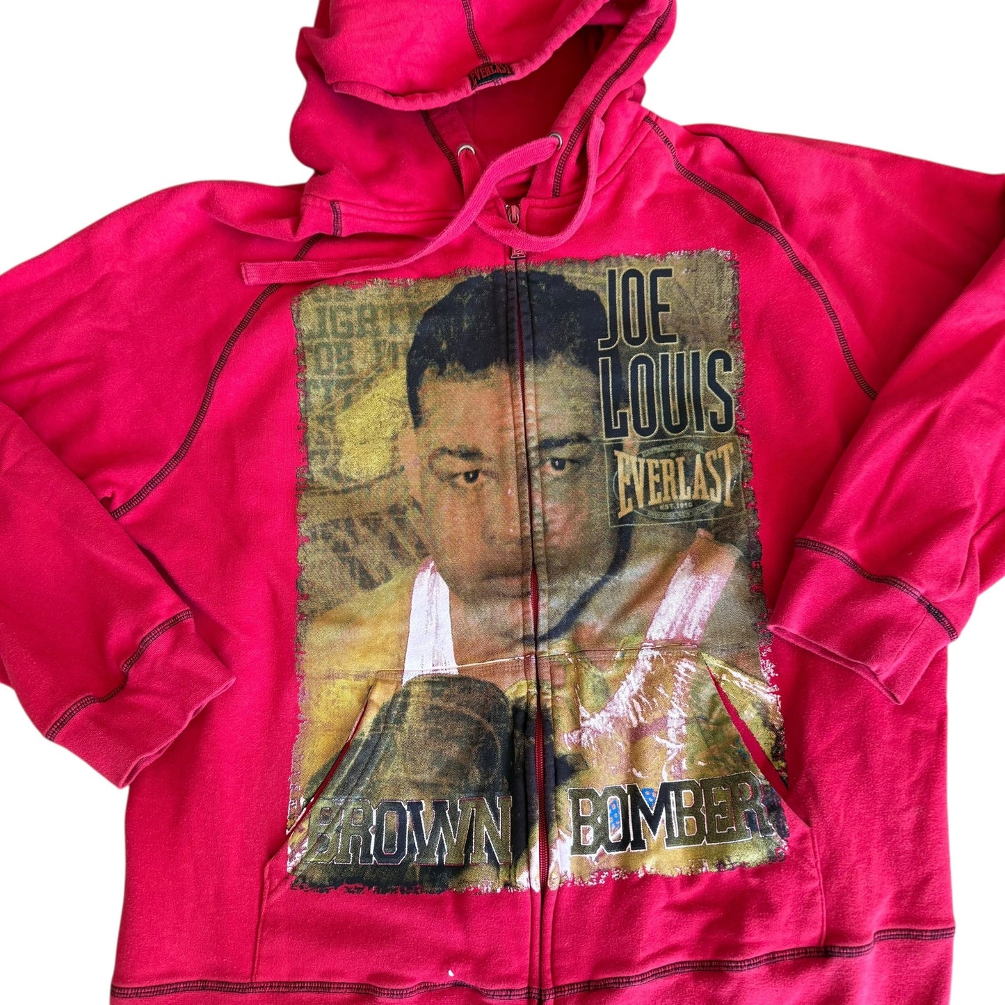 Vintage Joe Louis Everlast Boxing Zip Up Jacket Red Mens XL