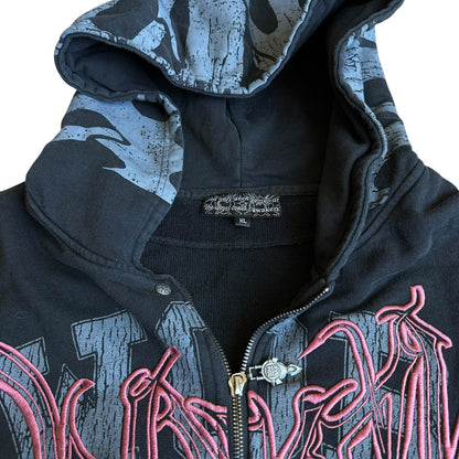 Designer Gothic Vamp Hoodie Sweatshirt ZipUp Mens Black Large