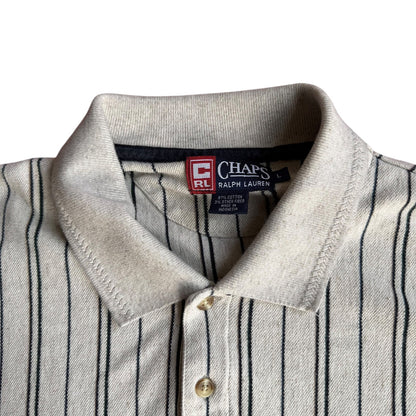 Vintage Chaps Ralph Lauren Cream LongSleeve Polo Shirt Mens Large