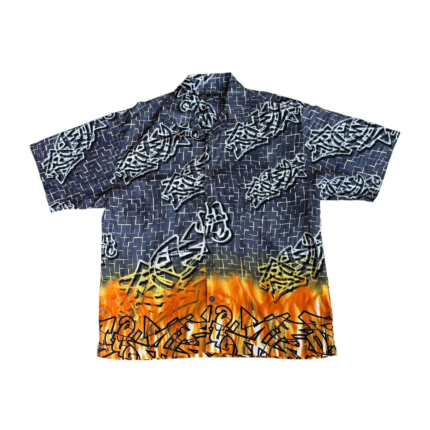 Vintage 90s No Boundaries Graffiti Print Shirt Mens Large