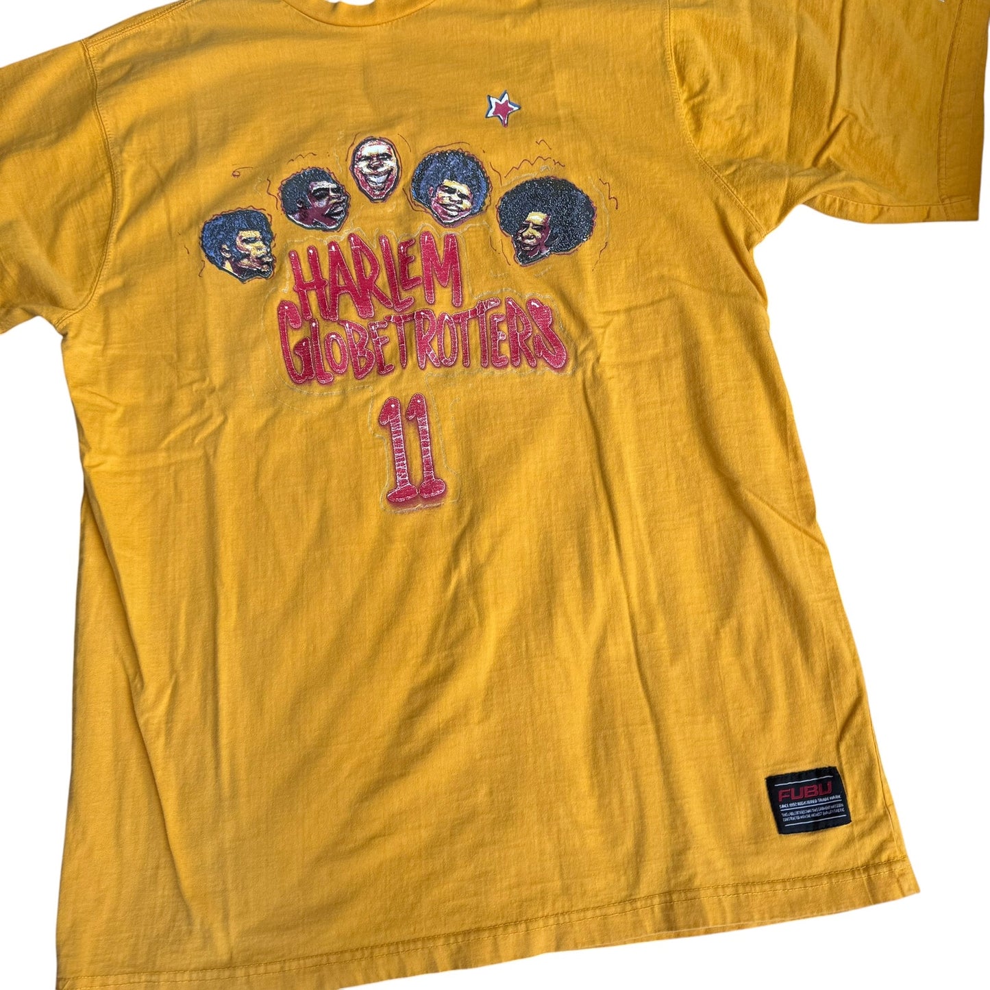 Vintage FUBU Harlem Globetrotters Tee Shirt Yellow Mens Large