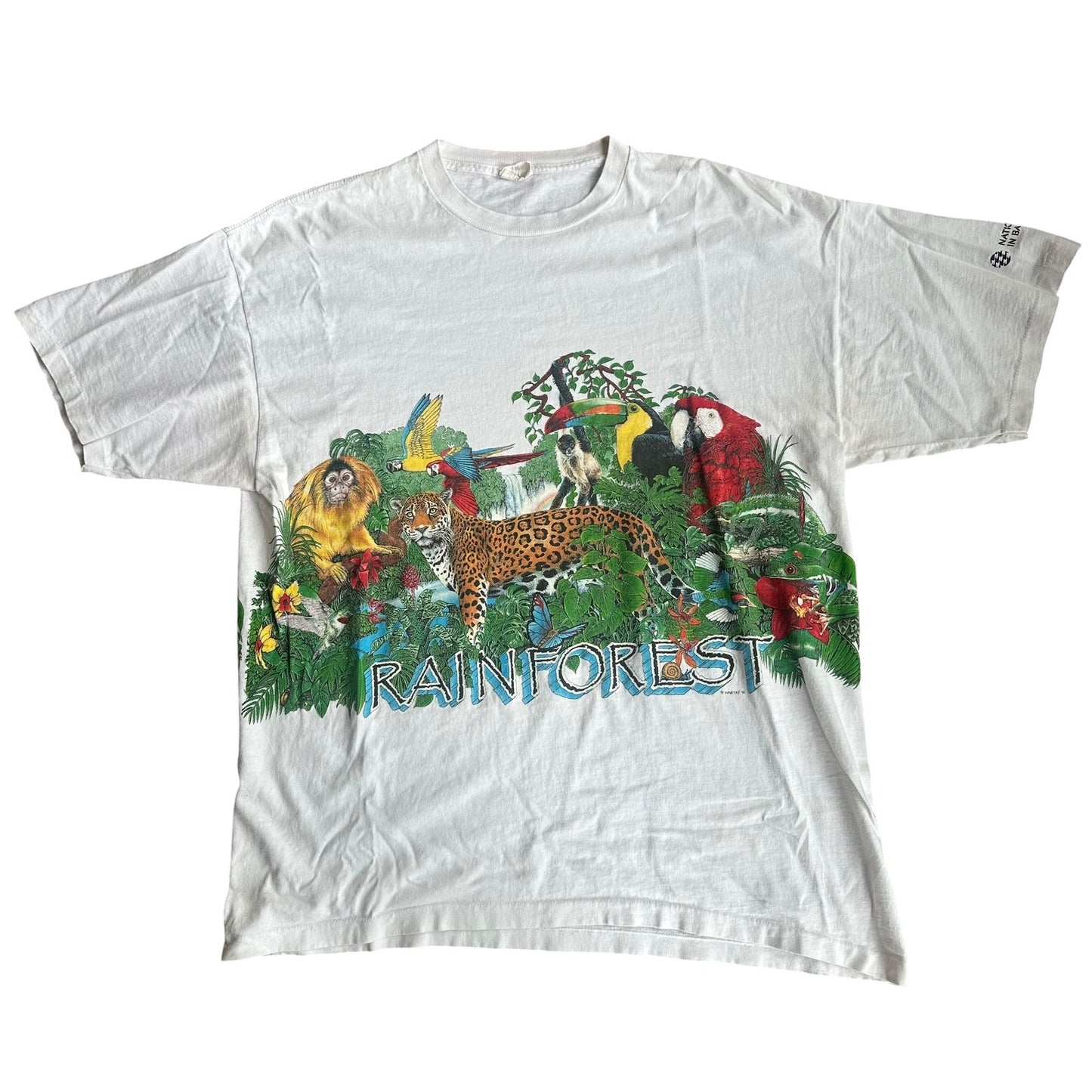 Vintage 1991 Habitat Rainforest Double Sided Tee Shirt Mens XL