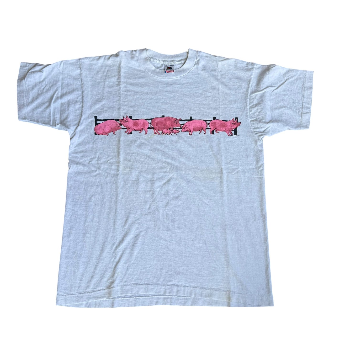 Vintage Double Sided Pigs Tee Shirt FruitoftheLoom 70s