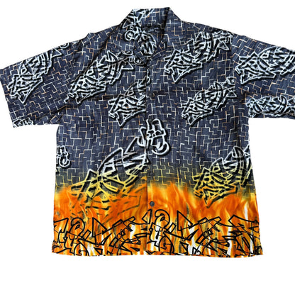 Vintage 90s No Boundaries Graffiti Print Shirt Mens Large