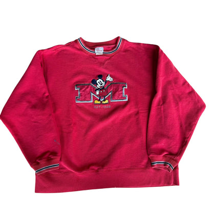 Vintage Disney Store Mickey Mouse Red Crewneck Sweater Mens Large