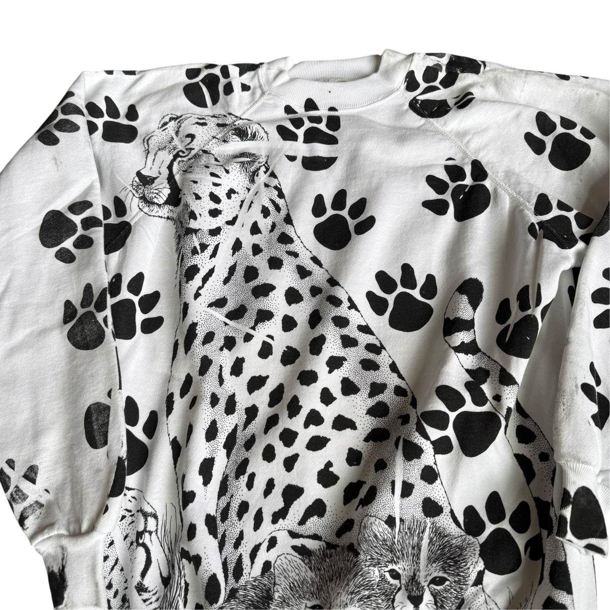 Vintage Cheetah Crewneck Sweater 90s Mens XL