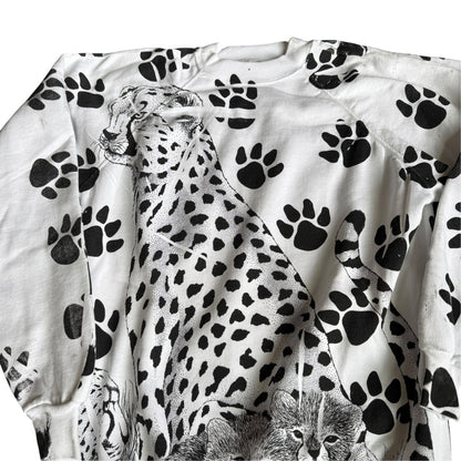 Vintage Cheetah Crewneck Sweater 90s Mens XL