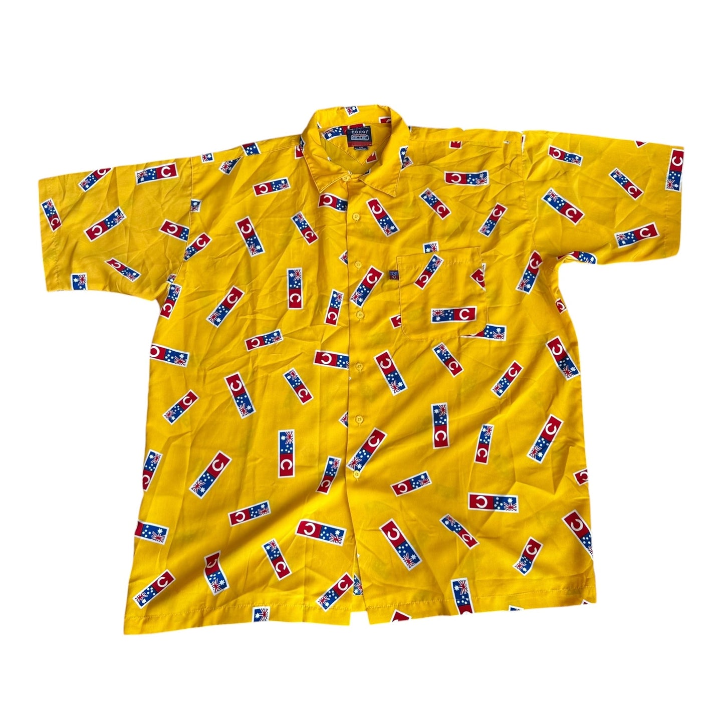 Vintage Coogi Down Under Blue Button Up with Hat Mens 3XL