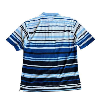 Vintage y2k Karl Kani Gold Blue Stripe Polo Shirt Mens 2XL