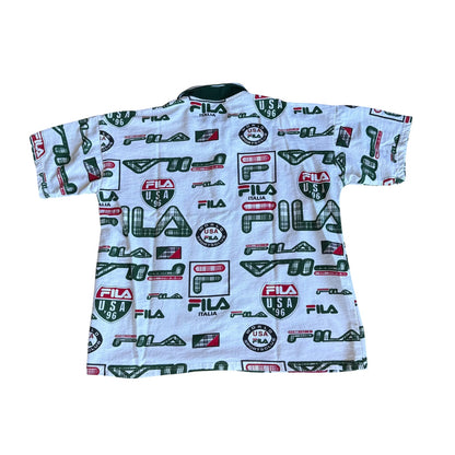 Vintage 1990s FiLA Italia AllOverPrint Polo Shirt Mens 2XL