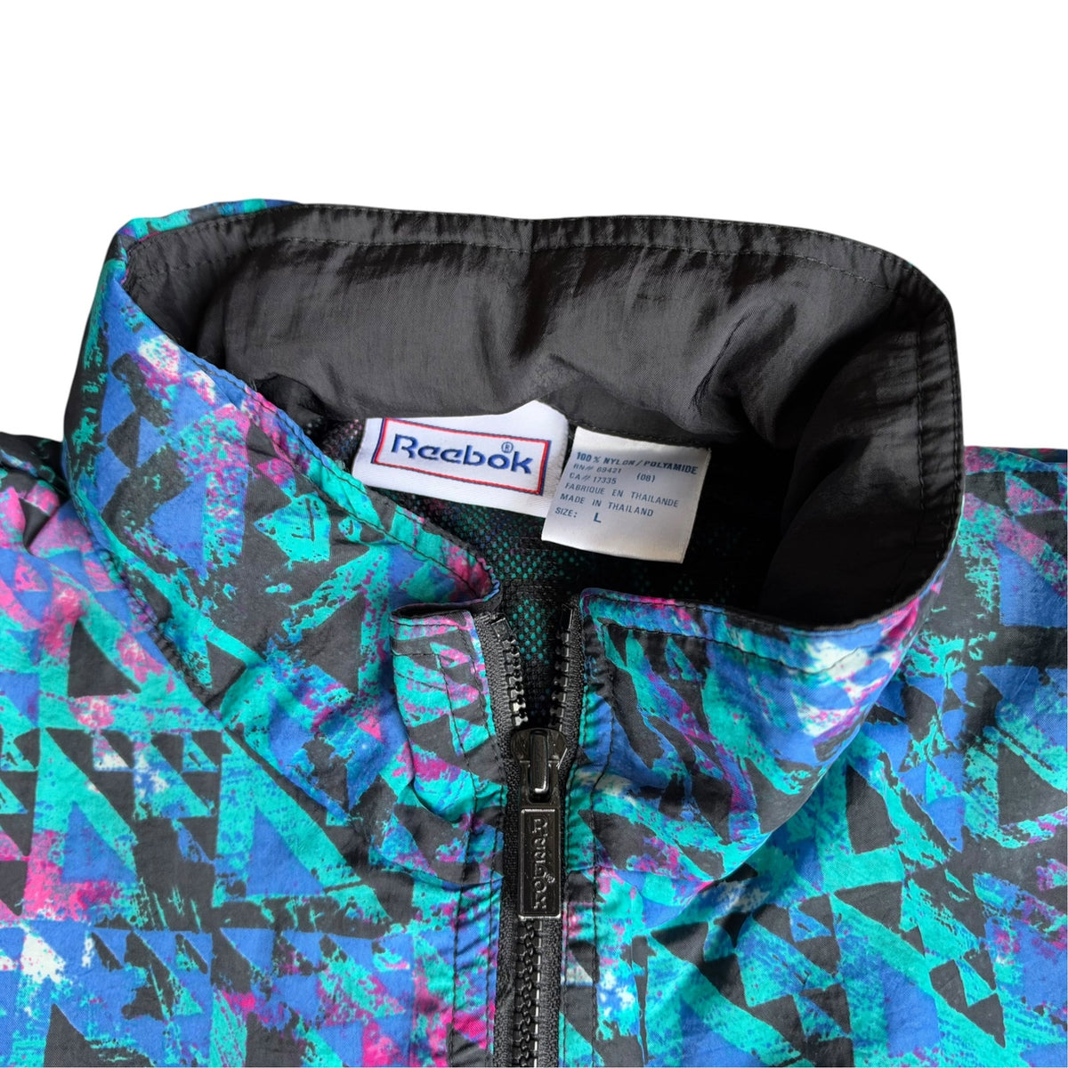 Vintage Reebok Abstract Windbreaker Purple Teal Jacket Mens Large