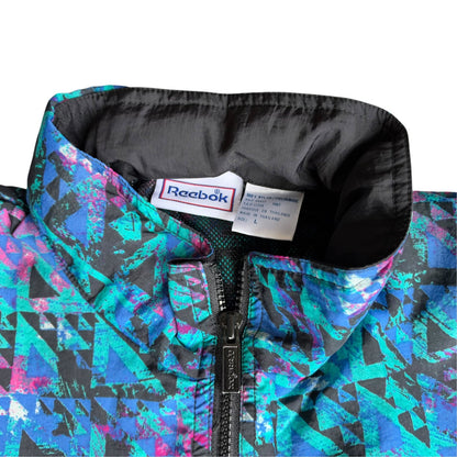 Vintage Reebok Abstract Windbreaker Purple Teal Jacket Mens Large