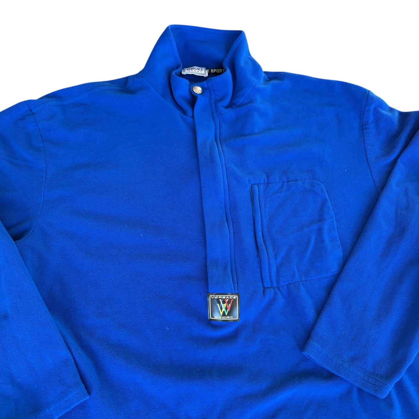 Vintage Versace Sport Blue Quarter Zip Pullover Sweater Mens 2XL