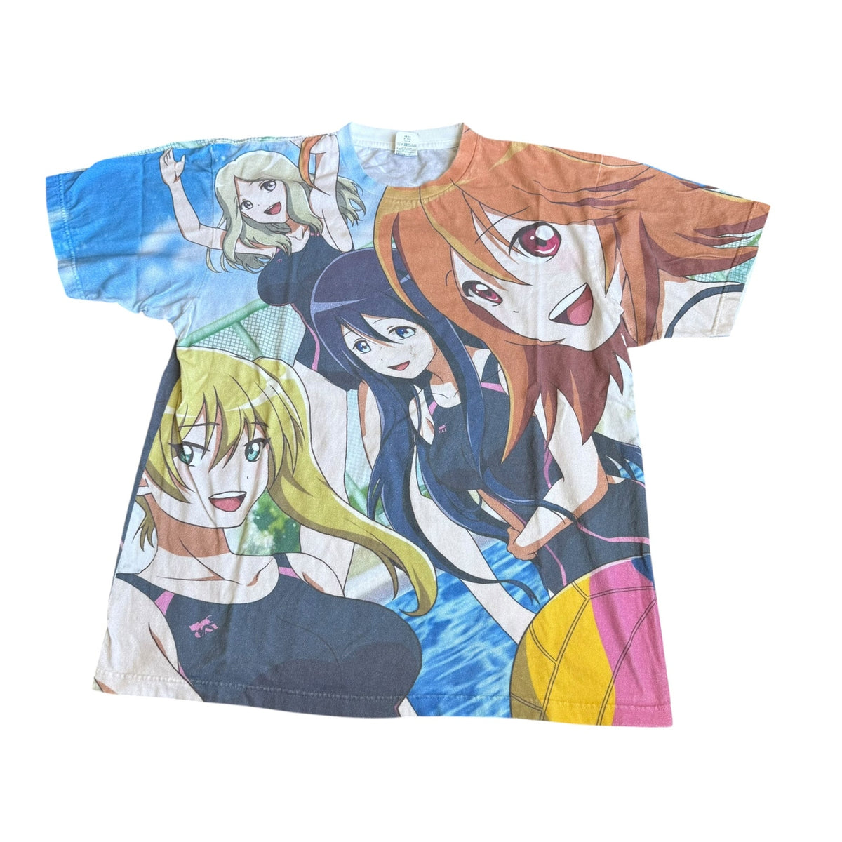Anime Girls All Over Print Vintage Tee Shirt Mens Medium