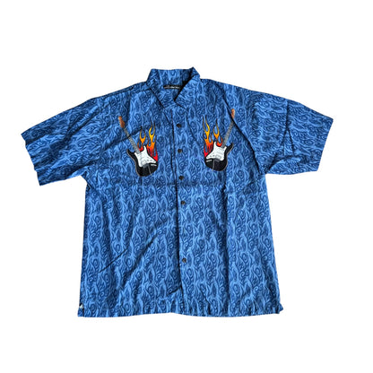 Vintage No Boundaries 90s Flame Guitars Shirt Mens Large