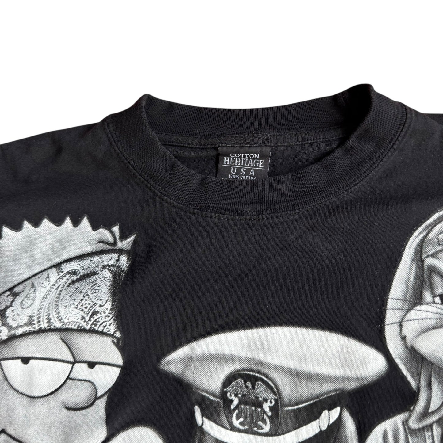 Bugs Bunny Popeye Bart Tom Jerry Gangster Mob Graphic Tee y2k 2000s Baggy Mens 3XL