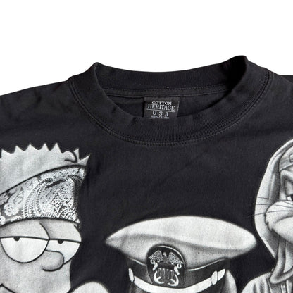 Bugs Bunny Popeye Bart Tom Jerry Gangster Mob Graphic Tee y2k 2000s Baggy Mens 3XL