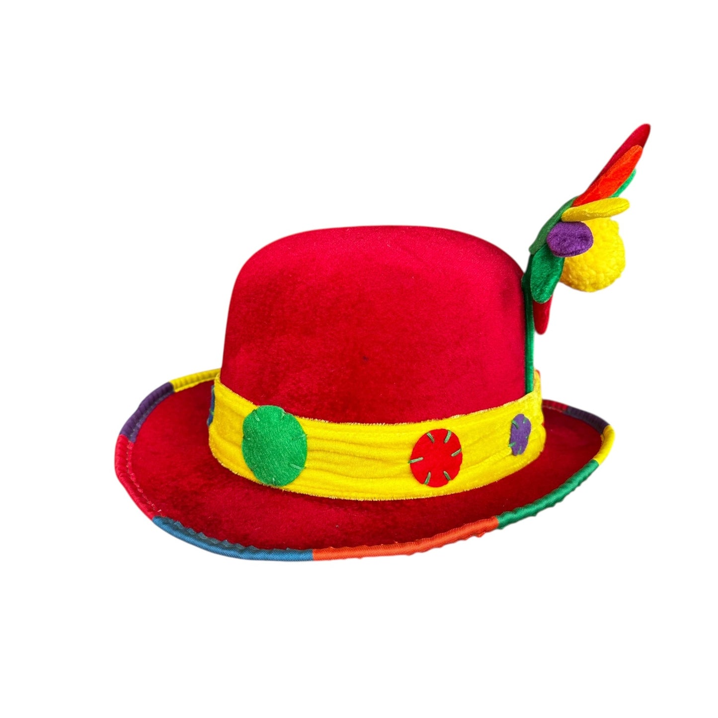 Red Clown Bowler Hat Costume One Size