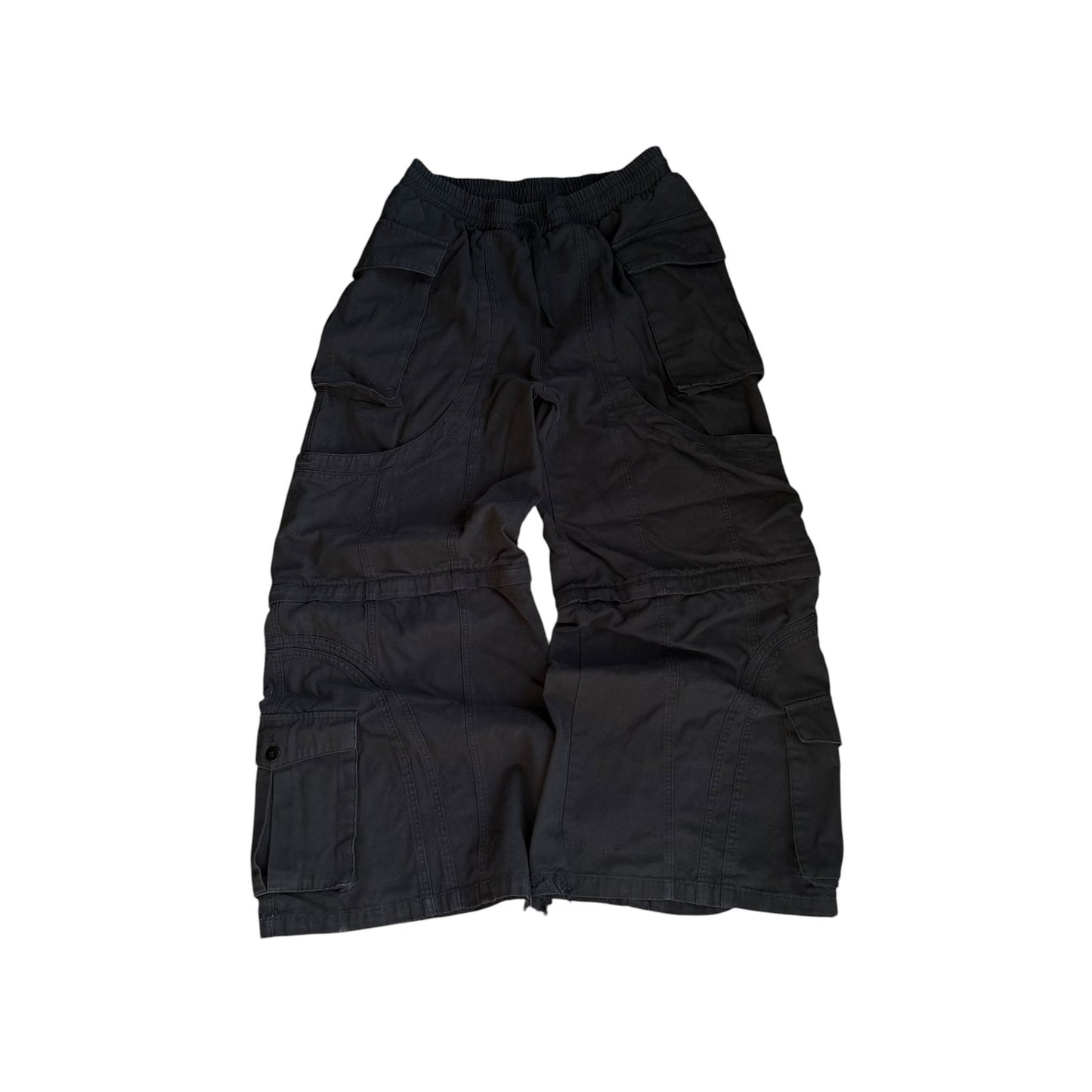 Black Flared Cargo Convertible Pants Baggy Mens Large