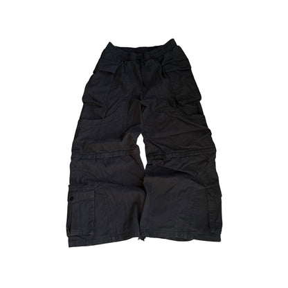 Black Flared Cargo Convertible Pants Baggy Mens Large