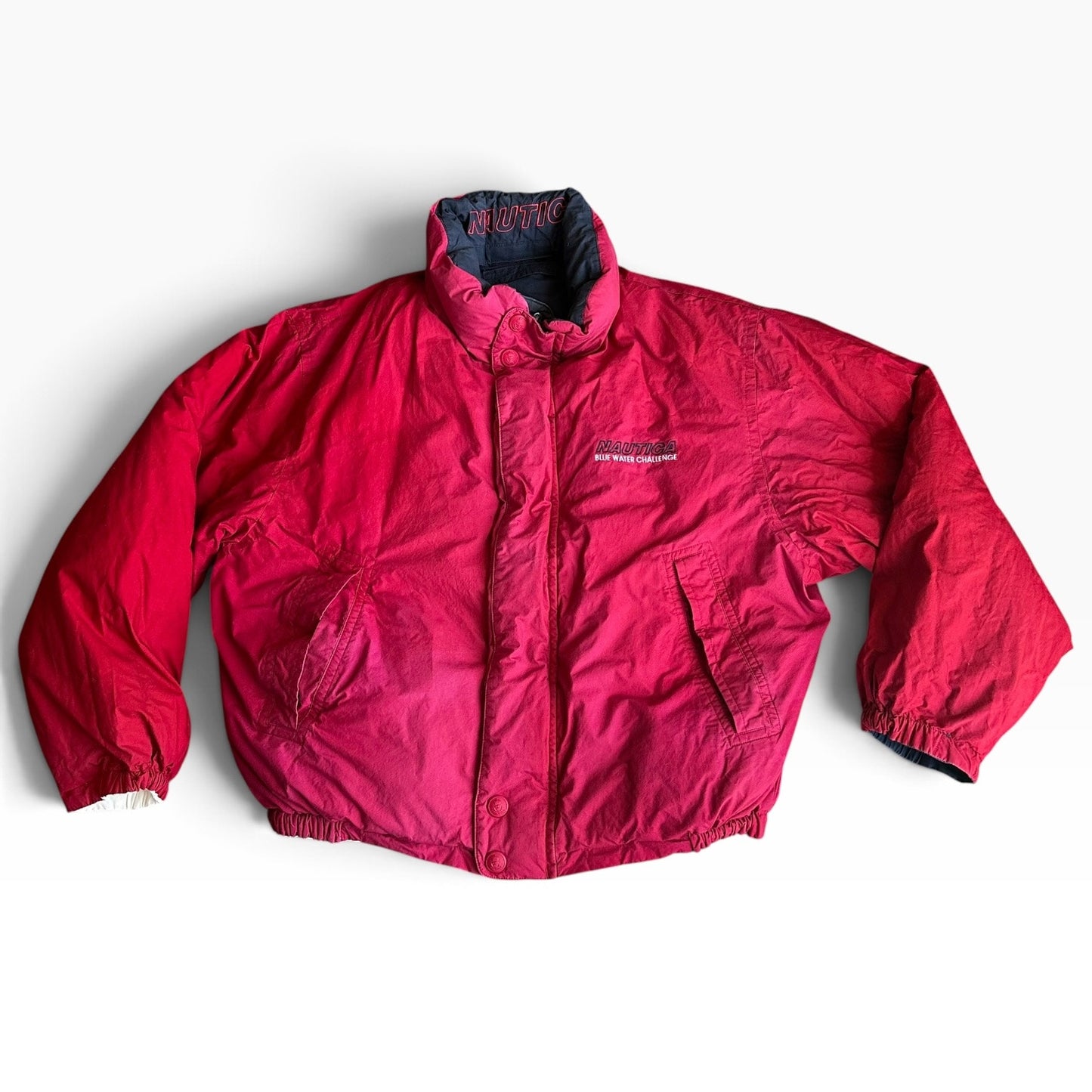 Vintage 90s Nautica Bomber Coat Jacket Mens Reversible Large