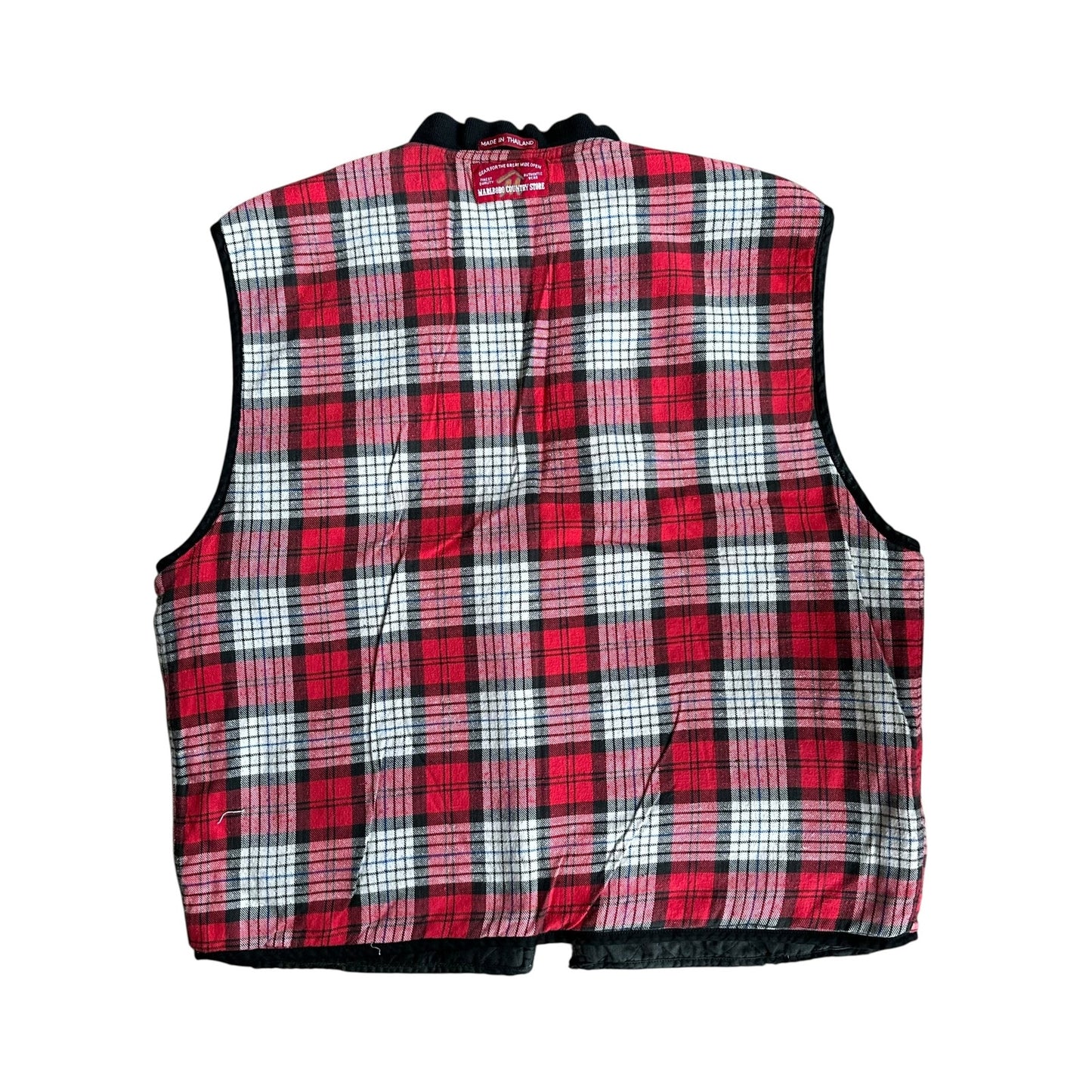 Vintage Reversible Marlboro Plaid Vest Mens Large