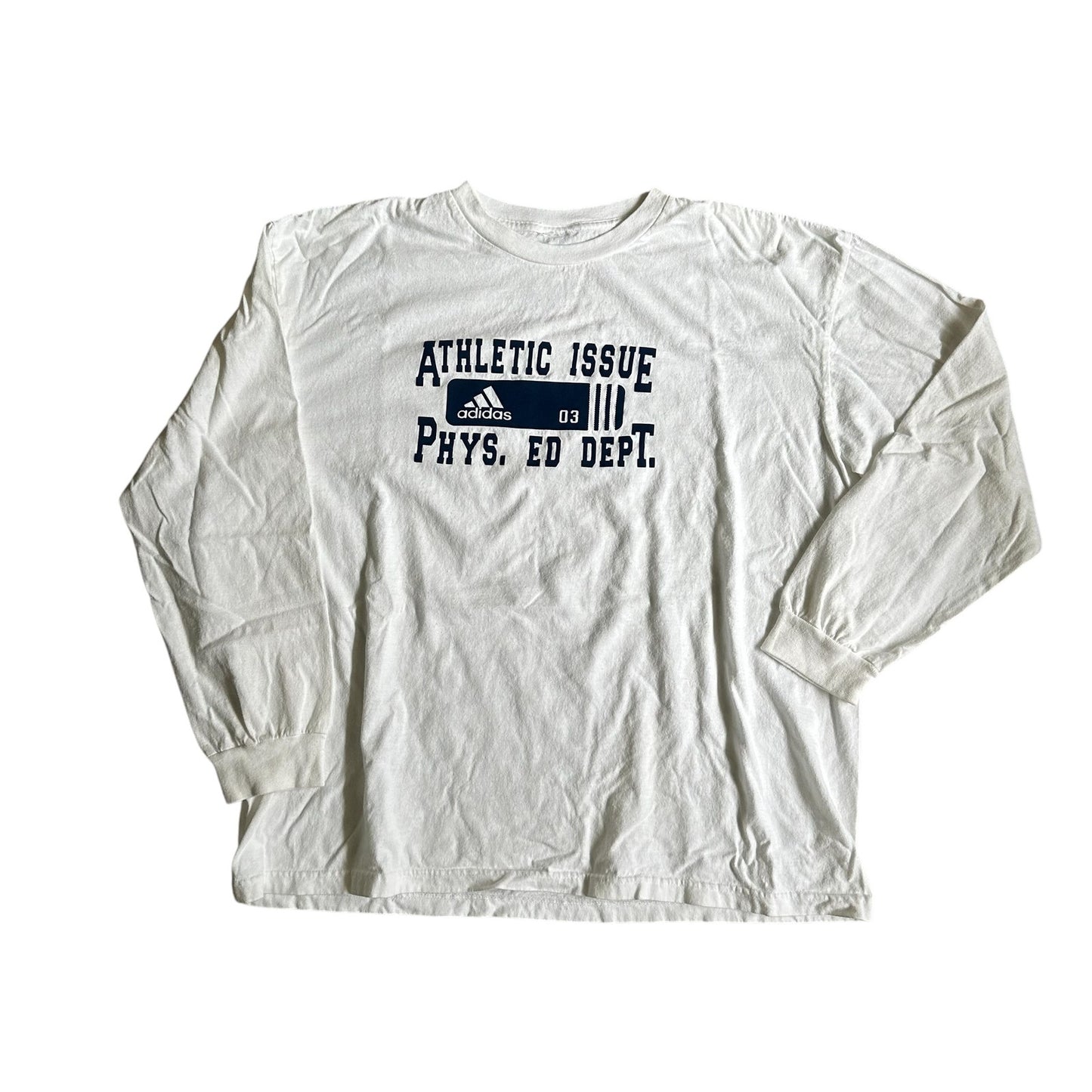 Adidas Athletic Dept Phys Ed LongSleeve White Shirt Mens 2XL