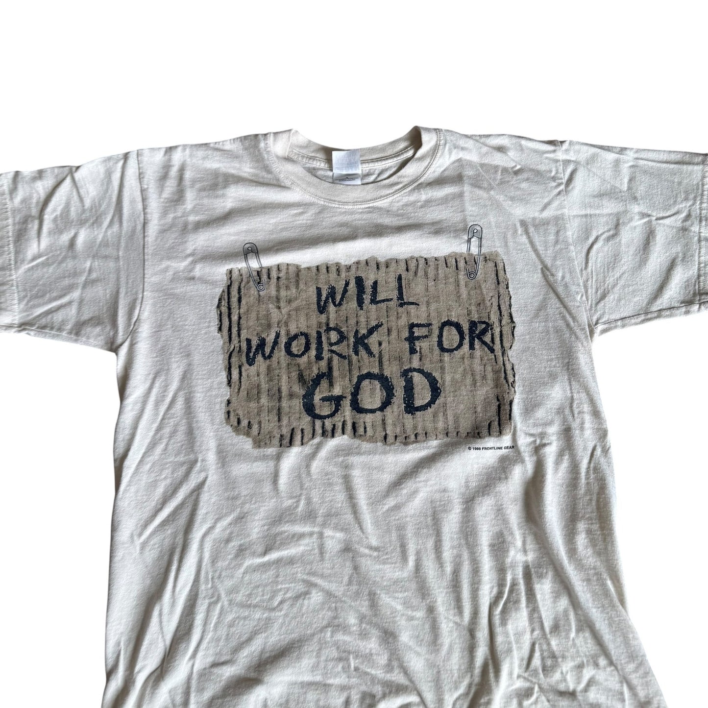 Will Work For God Vintage 90s 1998 Tee Shirt Mens Large