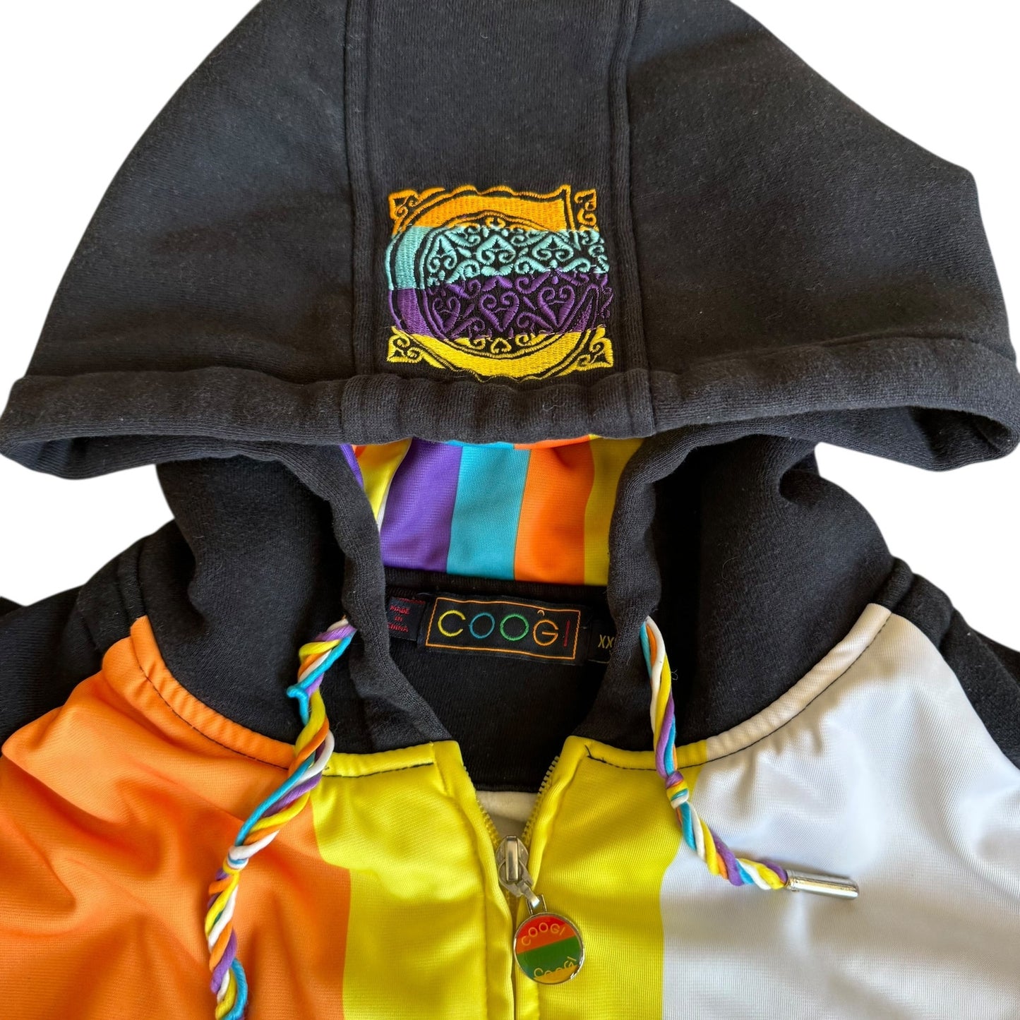 Coogi Australian Rainbow Logo Zip Up Jacket Hoodie Mens 2XL