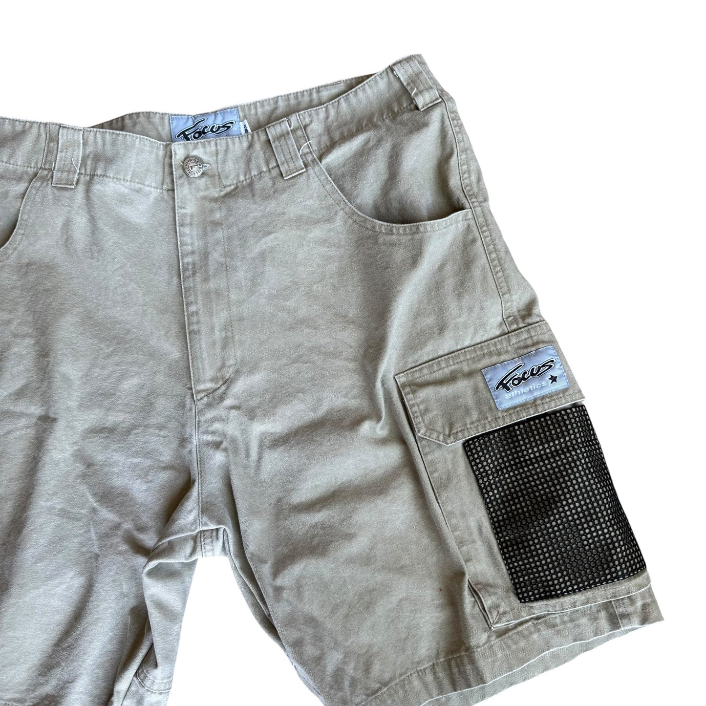 Vintage 90s Focus Cargo Shorts Mesh Pocket Mens 32