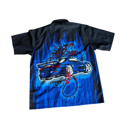 Vintage y2k Japanese Car Tokyo Drift AOP Button Up Mens XL