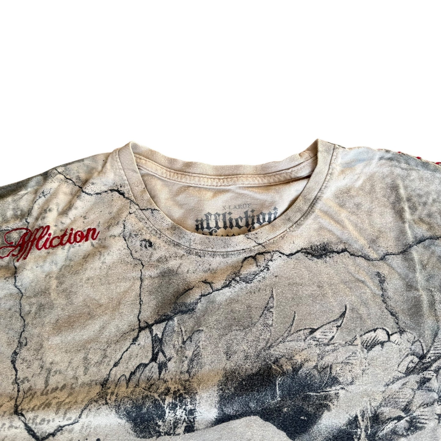 Affliction y2k AllOverPrint Rock Grunge Tee Shirt Mens XL