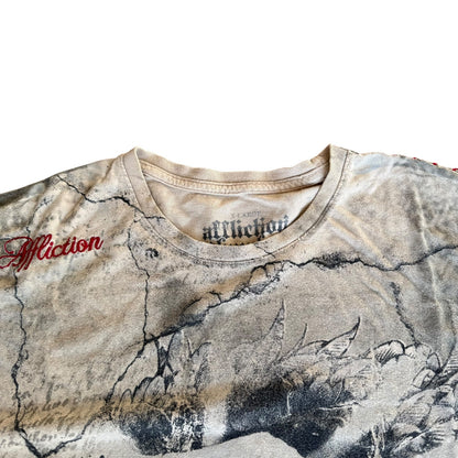 Affliction y2k AllOverPrint Rock Grunge Tee Shirt Mens XL