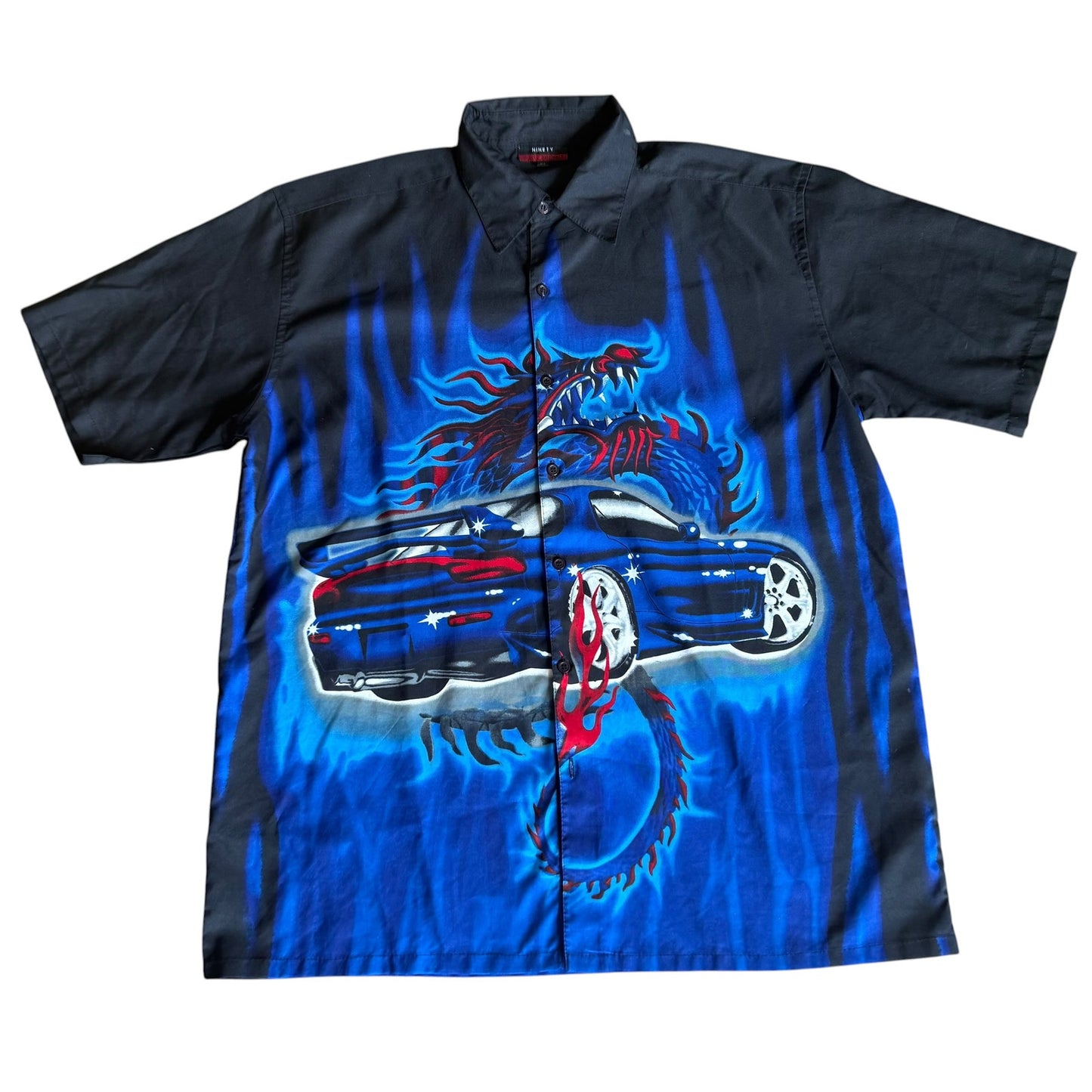 Vintage y2k Japanese Car Tokyo Drift AOP Button Up Mens XL