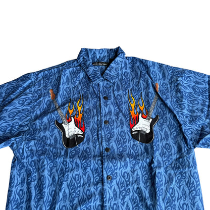 Vintage No Boundaries 90s Flame Guitars Shirt Mens Large