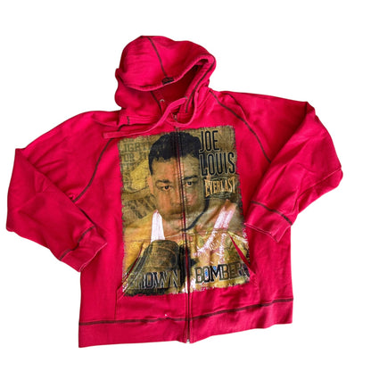 Vintage Joe Louis Everlast Boxing Zip Up Jacket Red Mens XL