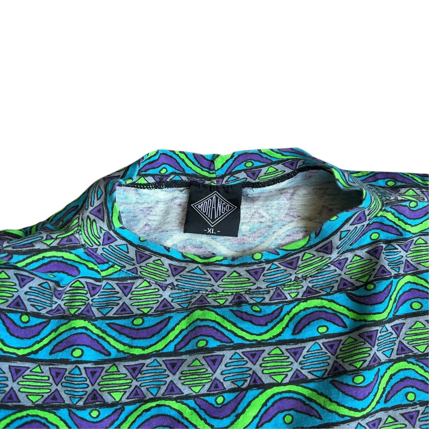Vintage 90s Morongo Surf Tee Shirt Retro Geometric Pattern Mens Large