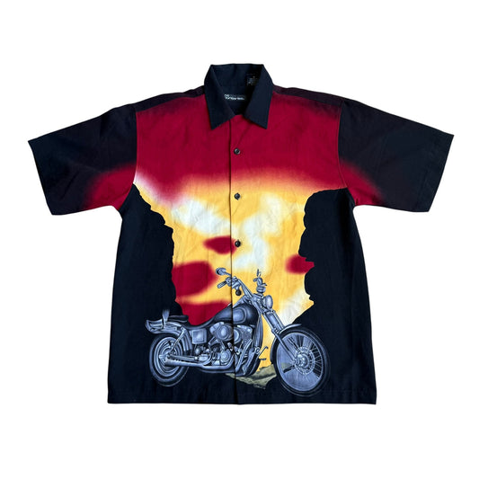 Vintage No Boundaries Motorcycle Button Up Mens Medium