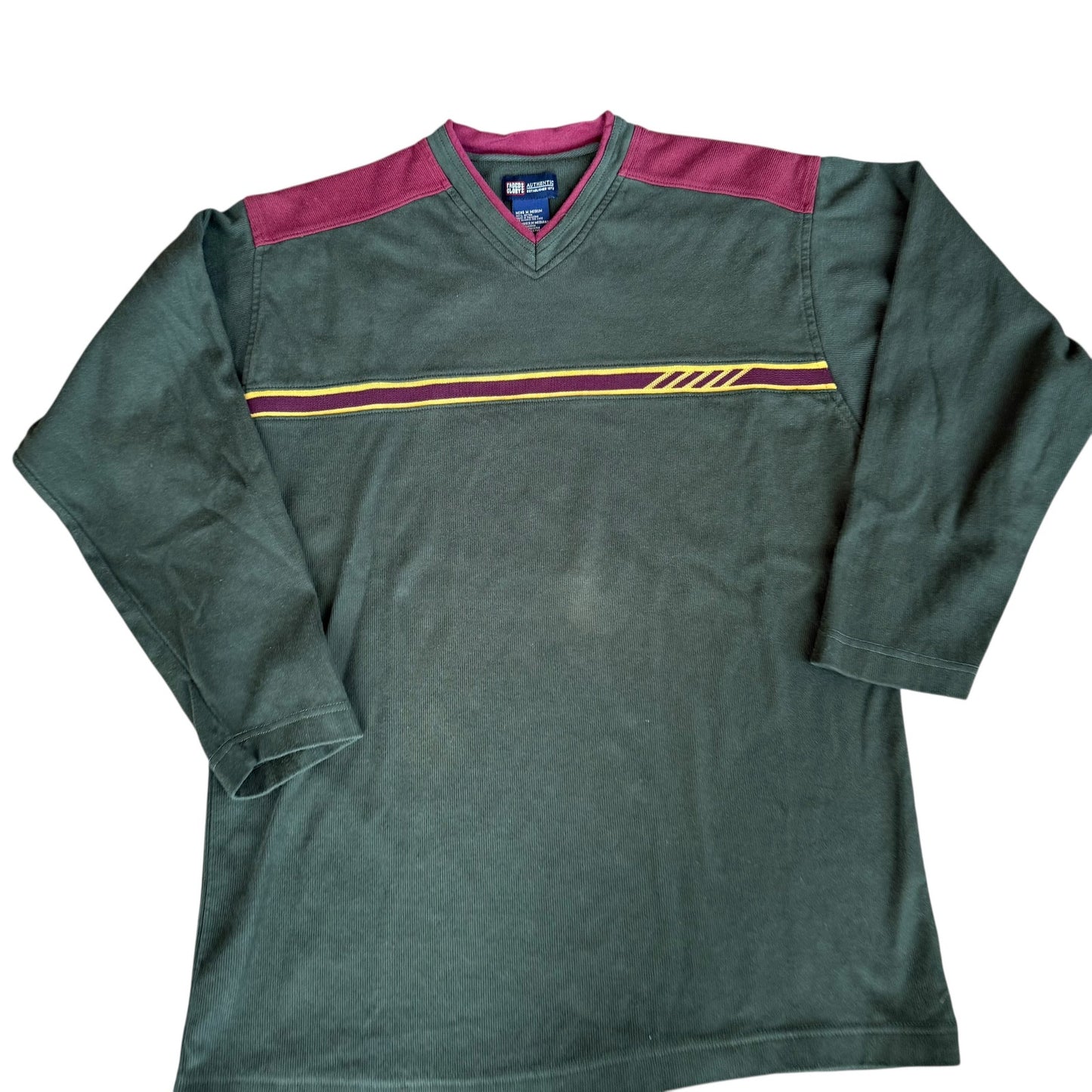 Vintage Faded Glory VNeck Sweater Green Mens Medium