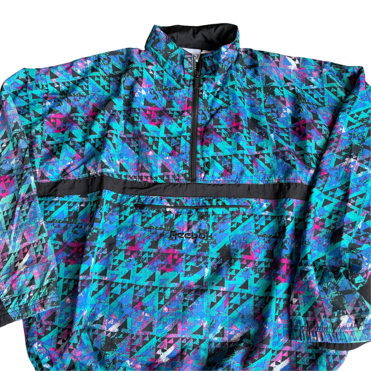 Vintage Reebok Abstract Windbreaker Purple Teal Jacket Mens Large